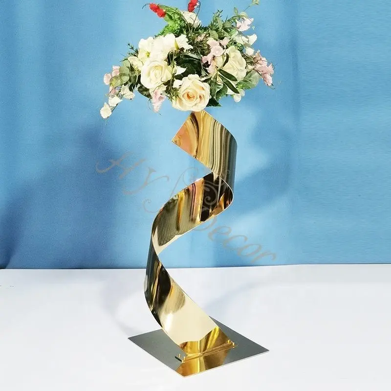 HY Luxus hoch geometrische Metall Gold Silber Mi Blumen ständer Events Dekorationen Centros De Mesa Mittelstücke für Hochzeits tisch