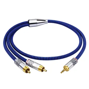 Yytcg cabo de áudio hi-fi, cabo de áudio hi-fi para alto-falante rca duplo, para carro, aux, pc, mini jack 3.5mm, fone de ouvido 1/8 ", 3.5 1m, 2m, 3m e 5m
