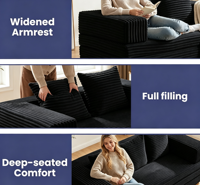 Konvertierbares Schlafsofa, Klappbares Schlafsofa - Knochenloses Faltbares Sofa, Cord mit 2 Kissen für Wohnzimmer & Schlafzimmer