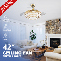Ventilateur de plafond 1stshine de 42 pouces, qualité supérieure, haute performance, style luxueux, lames rétractables, avec éclairage LED