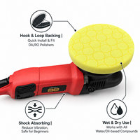 Meilleures ventes Tampon de polissage et de correction de peinture pour voiture, jaune, motif étoile moyenne, grain 80, base 130 mm, face en mousse 148 mm