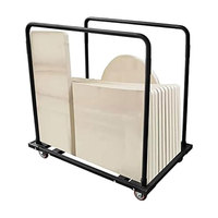 Table ronde pliante de 60 pouces avec chariot, structure en acier robuste, 4 roues universelles pour hôtel et banquet