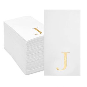 Servilletas de Boda y Cóctel Blancas con Monograma 'J' en Lámina Dorada, 3 Capas, Paquete de 50, 4x8 Pulgadas, Estilo Bolsa, Directo de Fábrica, OEM/ODM - Product Image 1
