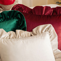 Usine en gros velours italien à volants taie d'oreiller salon canapé housse de coussin pour la décoration de vacances de noël