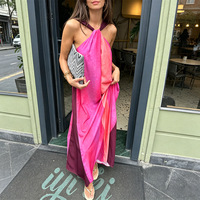 Robe d'été décontractée élégante pour femme, coupe ample, col halter, épaules dénudées, dos en V, vente en gros, OEM, faible MOQ