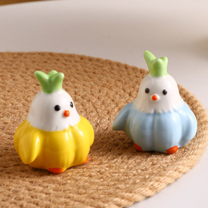 Turning Direction Garlic Bird Ceramic Ornament 3Pcs Spinning Decor For Home Desktop Tea <b>Table</b> Gift Craft - Product Image 2