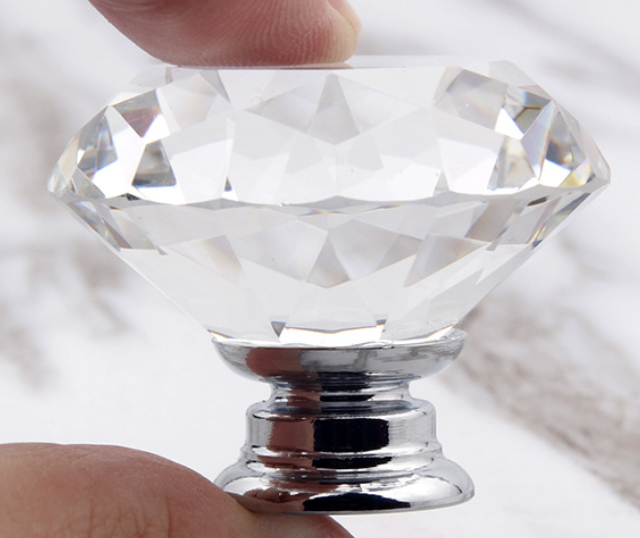 30mm crystal handle Hardware furniture diamond clear crystal glass pull handle drawer cabinet door knobs