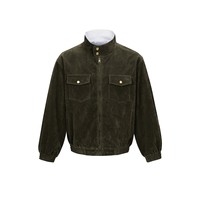 Veste bomber en daim de haute qualité pour homme, couleur unie, entièrement doublée, style Old Money, coupe ample, veste d'hiver