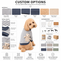 Pull en coton rayé pour chien, à manches longues, avec poche et décor ours en peluche, ourlet incurvé, mignon et décontracté, vêtements d'automne et d'hiver pour animaux de compagnie de petite et moyenne taille