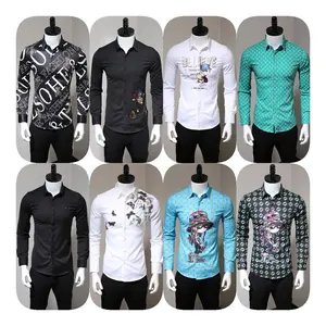 2023 factory outlet new large v' neck men's long sleeve shirt wholesale slim casual shirt