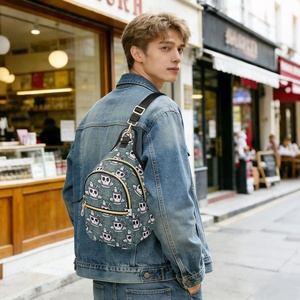 New Arrival Custom Skull Print Trendy Fashion <b>Men</b> Sling <b>Bags</b> Polyester Waterproof Sport Casual Shoulder Crossbody <b>Bag</b> - Product Image 6