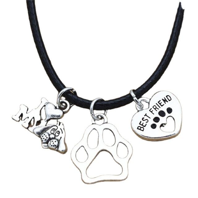 New I love My Dog Lover Gift Cute Best Friend Heart Dog Paw Pendant  Necklace Gift for Pet Lovers
