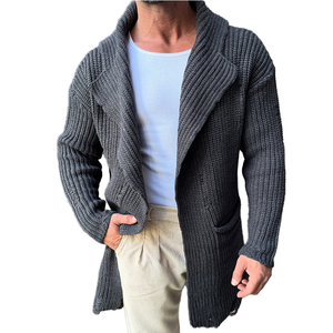 PASUXI Nouvelle Arrivée Manteau d'hiver long réversible en laine pour homme, col double, écologique, chaud, style parka/trench - Product Image 1