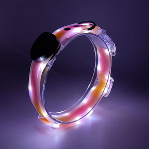 गुलाबी नारंगी नेतृत्व वाली रोशनी कुत्ते कॉलर लक्जरी फैशन रिचार्जेबल नायलॉन नाइट प्रशिक्षण कुत्तों के लिए स्कार्फ सजावट के साथ प्रशिक्षण - Product Image 2