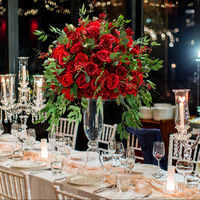 Centerpiece Bunga Merah, Bola Bunga Besar, Centerpiece Bunga untuk Meja Pernikahan, Bola Bunga