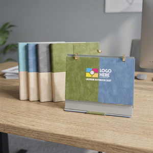 สมุดบันทึกแบบมีห่วง A5 ปกหนัง PU พรีเมียม พร้อมโลโก้สั่งทำ ปฏิทินตั้งโต๊ะ แบบเติมได้ 3 in 1 สมุดวางแผนธุรกิจ สายรัด PU ปิดผนึกอย่างดี เหมาะสำหรับองค์กร - Product Image 3