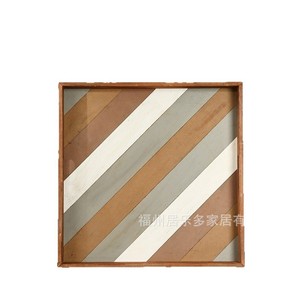 Wooden Trays Solid Wood Serving Tray For Home Hotel Restaurant Commercial Use Light Color Square Stripe Pattern - Product Image 3