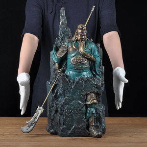 Guan Gong Figurine Large Copper Green Handmade God Of War And Wealth Statue For Home Office Decor Gift - Product Image 3