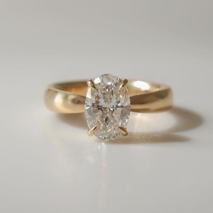 Anillo de <span class=keywords><strong>Compromiso</strong></span> de Oro Sólido de 14k/18k Personalizado con Diamante Cultivado en Laboratorio para Mujer, Certificado IGI, 2ct/3ct, VVS, Corte Ovalado - Product Image 1