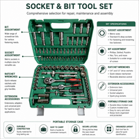 Ensemble d'outils à main polyvalents en acier au chrome-vanadium CR-V de 94 pièces, kit d'entretien automobile OEM, coffret rigide, hauteur réglable