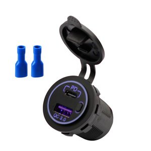 Qc 3.0 PD nhanh chóng sạc 12V Loại C <span class=keywords><strong>USB</strong></span> ổ cắm kép xe sạc với cắm kết nối cho điện thoại di động thuyền - Product Image 3