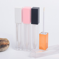 Tube carré vide pour gloss à lèvres de 7 ml, semi-transparent, avec bouchon noir, rose, blanc ou argenté, pour huile à lèvres et maquillage