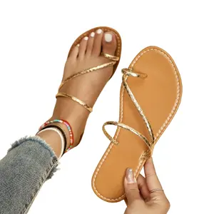 Phụ nữ mang dép phẳng Dép thời trang và dép ra trong mùa hè Giày bãi biển bên bờ biển Flip-flops PVC PU phụ nữ phụ nữ phụ nữ