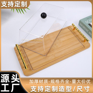 Bandeja rectangular de bambú con tapa abatible para guardar mantequilla, queso y postres, ideal para fiestas y hoteles. - Product Image 5
