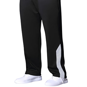 Pantalon droit noir pour homme avec empiècement latéral blanc, taille élastique, respirant, en polyester, pour le loisir, collection printemps adulte - Product Image 1
