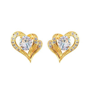 Interlocking Heart Crystal Stud Earrings for Women Minimalist Romantic Daily Gift Accessories - Product Image 2