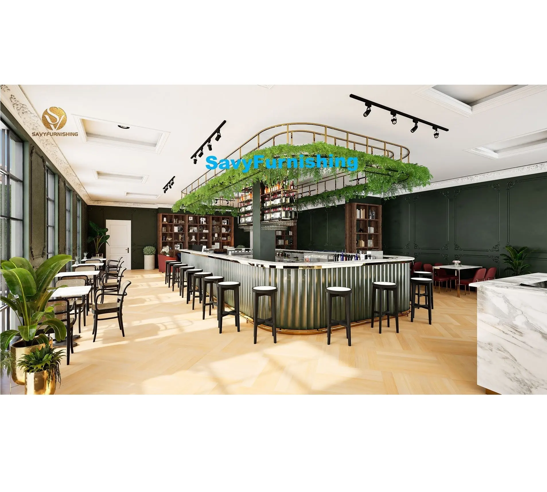 Concept d'intérieur de salon de café Restaurant moderne constructeur de comptoir de café ensemble de meubles de salon commerciaux à vendre