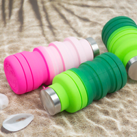 Bouteille d'eau pliable en silicone avec mousqueton, bouteilles d'eau pliables en silicone sans BPA réutilisables pour la gymnastique de voyage