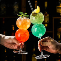 Verre à Vin Calice Gobelet en Forme de Gourde, Verres à Jus, Vente en Gros de Verrerie de Bar, Verrerie de Fête, Verre à Cocktail en Forme de Boule Ronde
