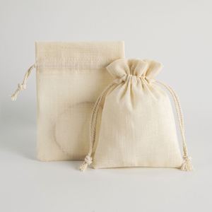 Sac de rangement pour bijoux en coton de bambou avec cordon de serrage, doublure en flanelle, style minimaliste, 8*10cm, fourni directement par l'usine - Product Image 2