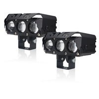 Phare LED Moto 3 Lentilles 12-80V 24W 2400LM Double Couleur Blanc Jaune Bleu Glace Faisceau Hi/Lo Projecteur d'Appoint en Aluminium