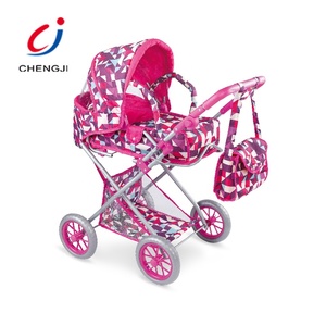 Chengji sắt Xe đẩy em bé búp bê vận chuyển pram tay đẩy màu hồng xe đẩy em bé với túi - Product Image 1
