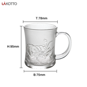 Wholesale Eco-Friendly Rose Embossed Glass Tea Coffee Mug Middle East Style For Travel Camping Weddings Canteen Use Milk Gifts
