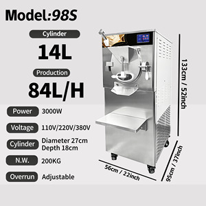 Machine à glace dure et sorbetière professionnelle 14L avec compresseur Tecumseh 4 CV, congélateur discontinu Ocean Power, équipement de fabrication de glaces - Product Image 4