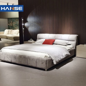 Design moderno camera da letto in pelle rosa con custodia reclinabile per famiglia normale King Size pannello in legno tenero mobili per adulti - Product Image 4