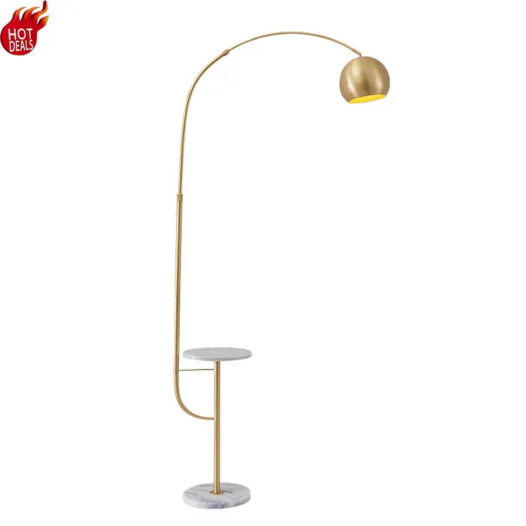 Vintage Decorative Metal Elegant Minimalistic Tall Over Hanging Gold Marble Base Square Floor Lamp