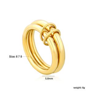 Anillos de Dedo Modernos de Acero Inoxidable con Doble Cadena Entrelazada, Chapados en Oro de 18K, Resistentes al Agua y al Deslustre, para Mujer - Product Image 2