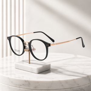 Montures de lunettes de lecture pour ordinateur ultra lé<span class=keywords><strong>g</strong></span>ères, résistantes à la corrosion, unisexes, forme du visage transparente, cadre en titane TR, lentilles rondes - Product Image 1