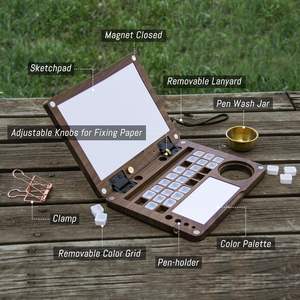 Caja de Madera Portátil de 27 Compartimentos, Nogal Negro, Multifuncional, Tamaño Personalizado, Paleta para Acuarela, Gouache, Acrílico, Óleo, Bandeja para Pintura, Sin Pintura - Product Image 6