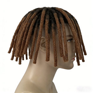 Systèmes capillaires en cheveux humains vierges malaisiens, couleur ombrée bicolore T2/30, 8 pouces, dreadlocks, toupet à nœuds, base en polyuréthane PU 6x9 pour hommes noirs - Product Image 3