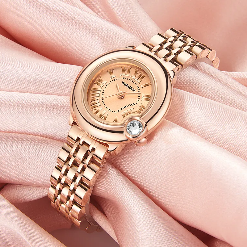 High Quality Fashion Ladies Watch Alloy Gold Face Waterproof Wear-resistant Glass New Quartz Customizable Watch