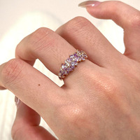 Bague complète scintillante populaire en lavande ancienne, élégante et haut de gamme pour femme, livraison directe