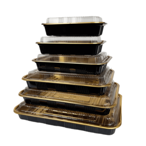 Boîte d'emballage alimentaire <span class=keywords><strong>pour</strong></span> sandwichs, salades, gâteaux, biscuits, boîte rectangulaire robuste avec couvercle transparent, plastique PET <span class=keywords><strong>de</strong></span> qualité alimentaire, conteneur à sushi doré - Product Image 6