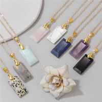 Automne hiver rétro avancé chandail chaîne personnalisé géométrique carré multicolore pierre pendentif collier cadeaux pour les femmes