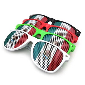 Hot Selling Cheering Props Plastic Black White Red Frame Mexico Flag Sticker Sunglasses for Outdoor Sport Match