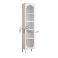 Étagère autoportante en acier au design minimaliste moderne avec portes en verre trempé, espace de rangement modulaire, conception gain de place pour salon et hôtel